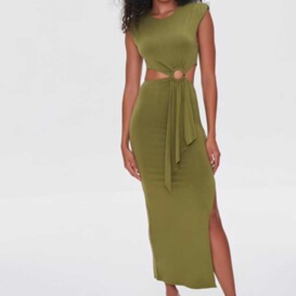 Forever 21 Green O-Ring Cutout midi/maxi dress